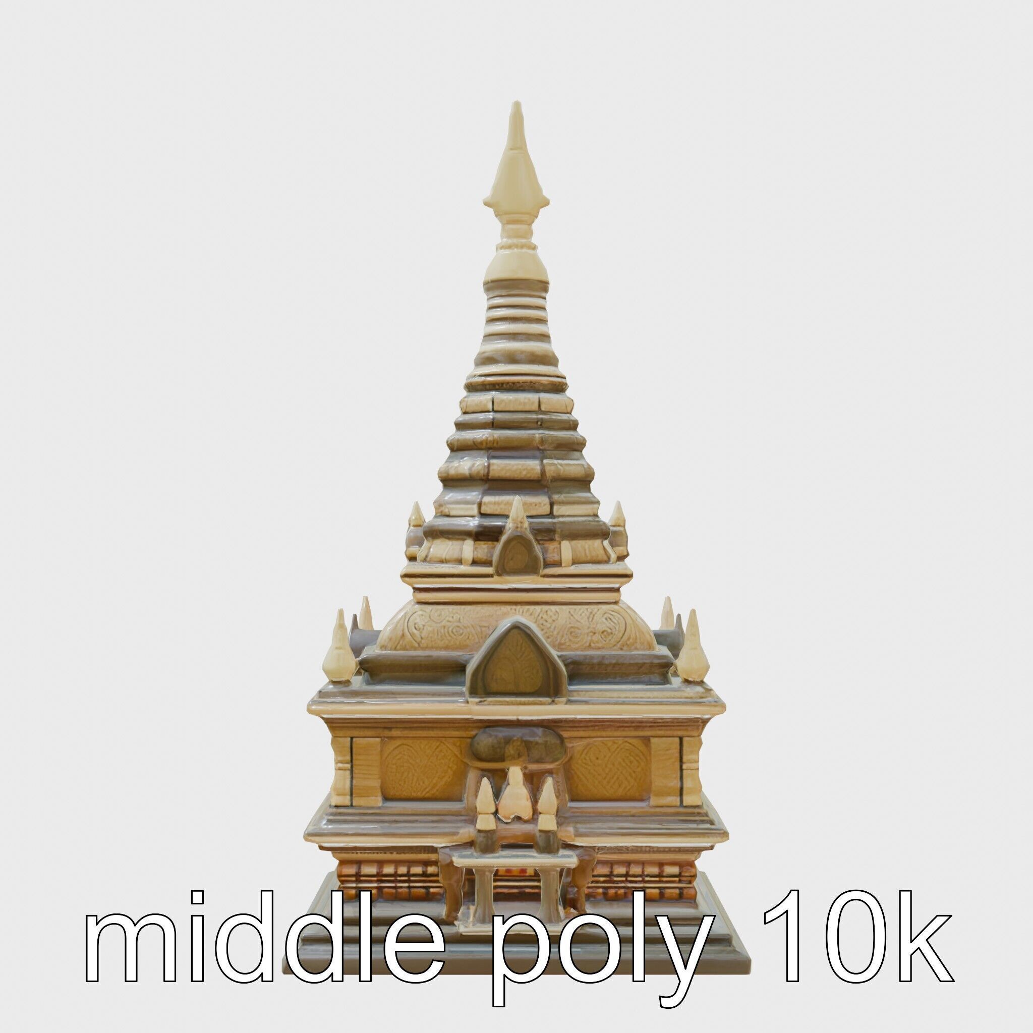 Golden Shwedagon Pagoda Architectural Model Low-poly 3D model_46