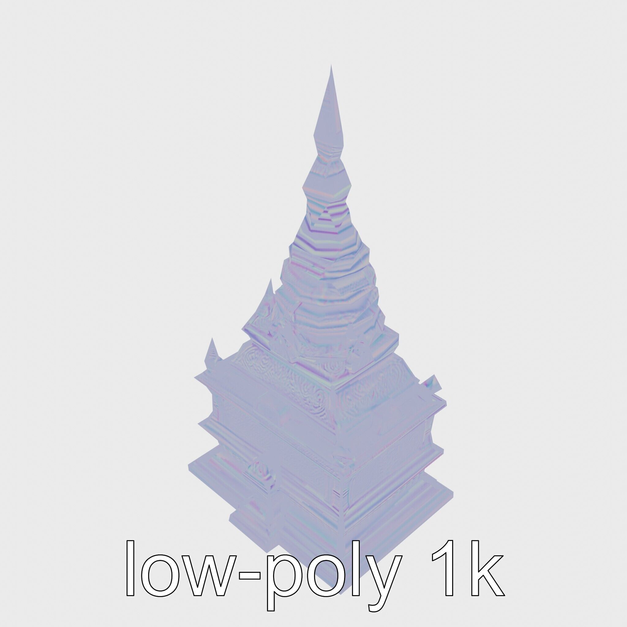 Golden Shwedagon Pagoda Architectural Model Low-poly 3D model_52