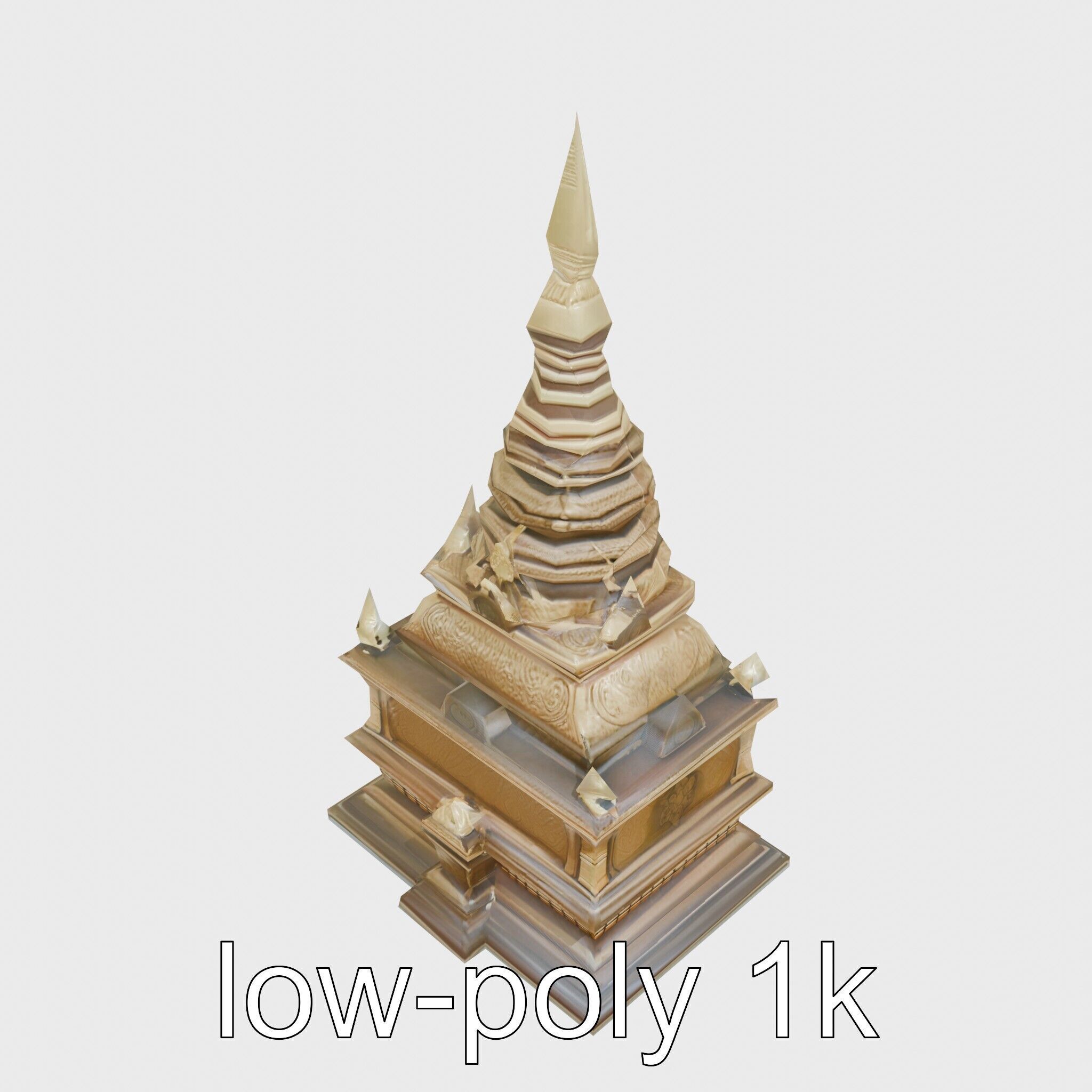 Golden Shwedagon Pagoda Architectural Model Low-poly 3D model_59
