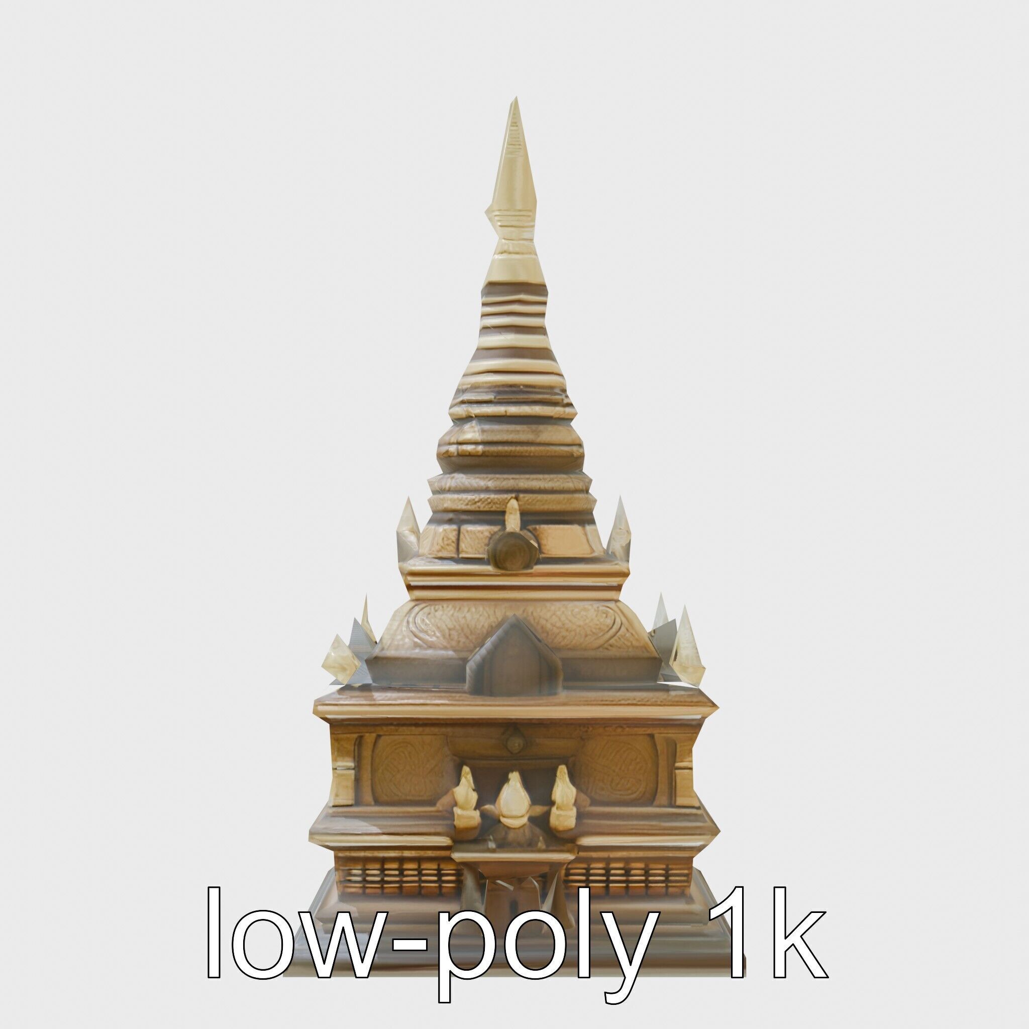 Golden Shwedagon Pagoda Architectural Model Low-poly 3D model_58