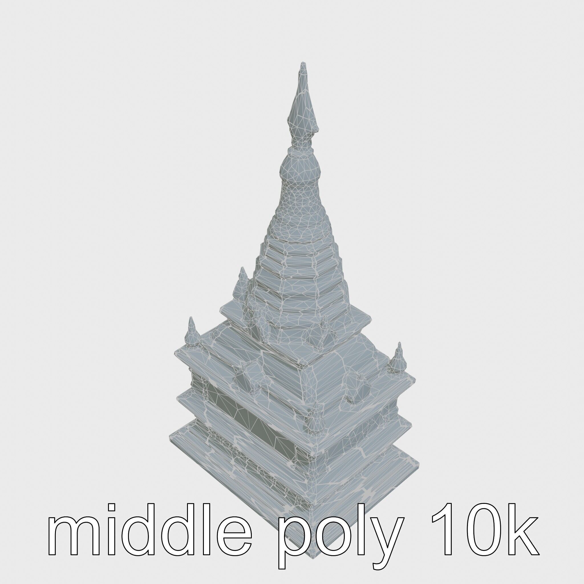 Golden Shwedagon Pagoda Architectural Model Low-poly 3D model_60