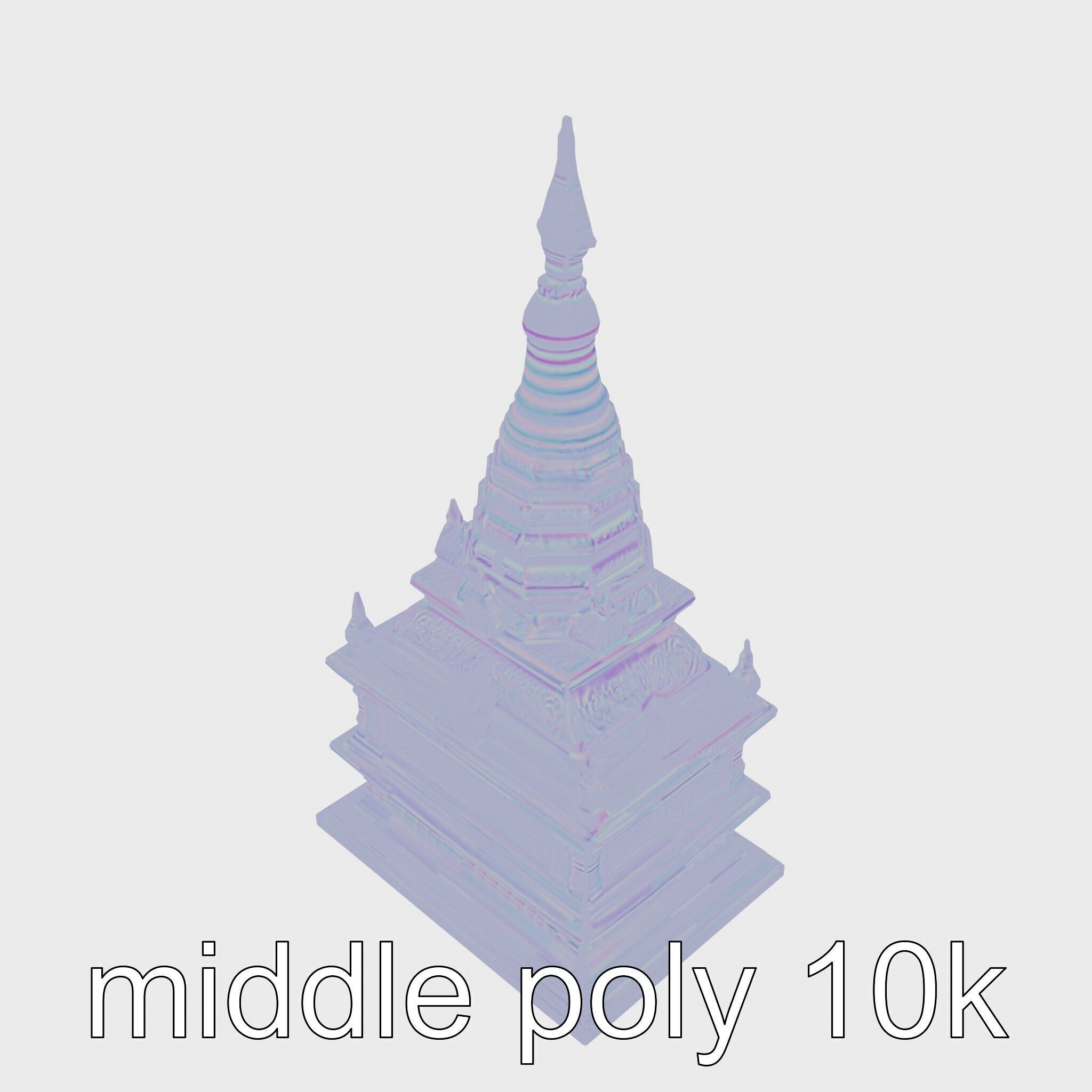 Golden Shwedagon Pagoda Architectural Model Low-poly 3D model_48