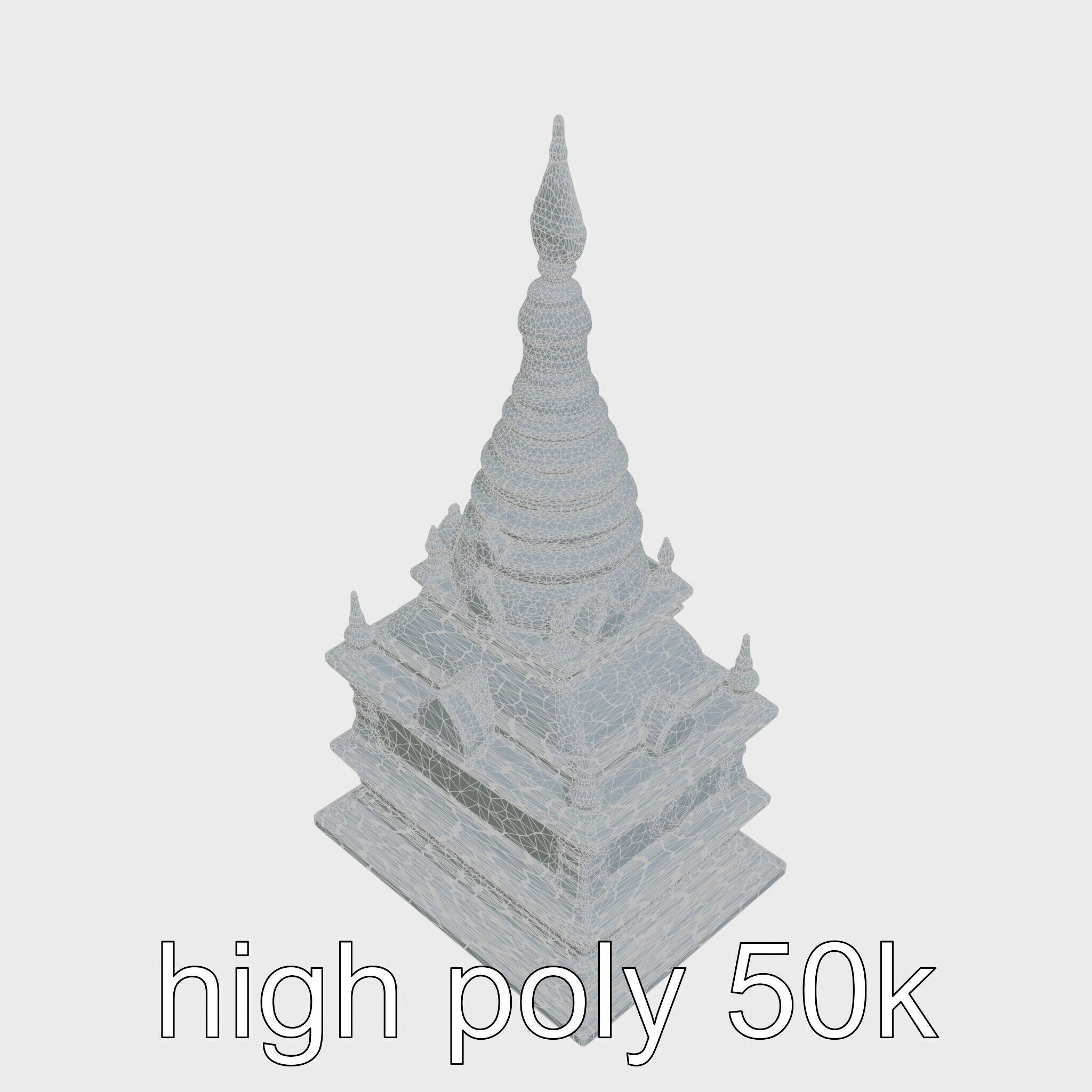 Golden Shwedagon Pagoda Architectural Model Low-poly 3D model_49