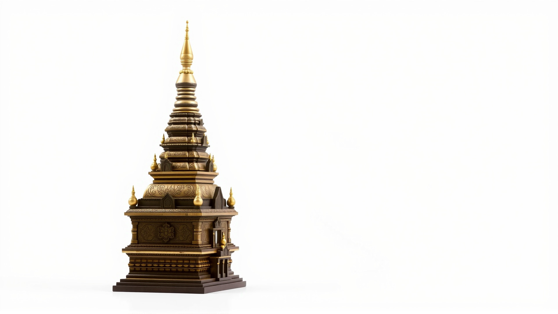Golden Shwedagon Pagoda Architectural Model Low-poly 3D model_37