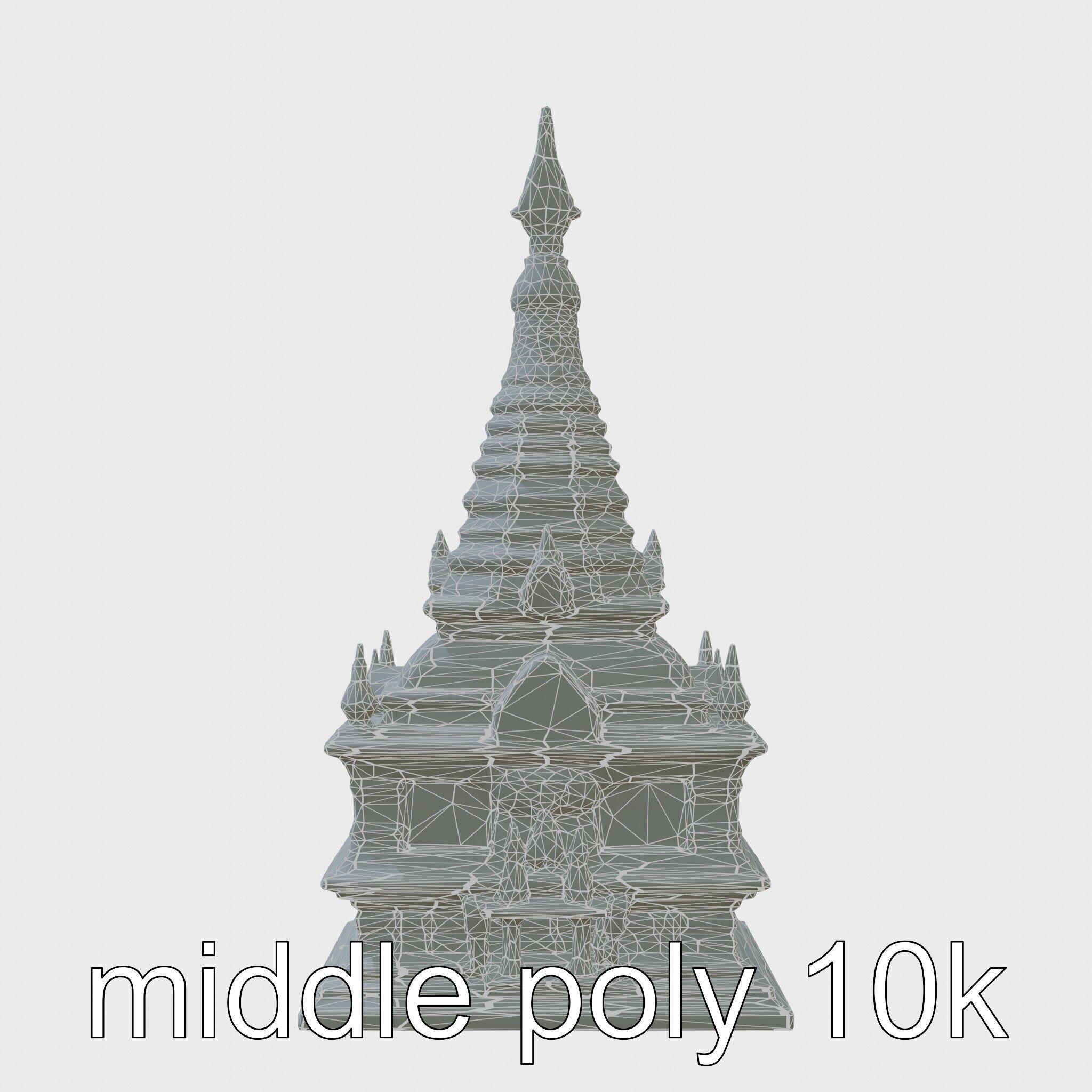 Golden Shwedagon Pagoda Architectural Model Low-poly 3D model_51