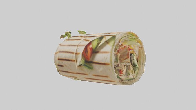 Grilled chicken wrap with veggies model Low-poly 3D model 3
