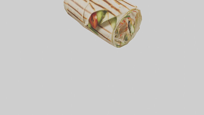 Grilled chicken wrap with veggies model Low-poly 3D model 5