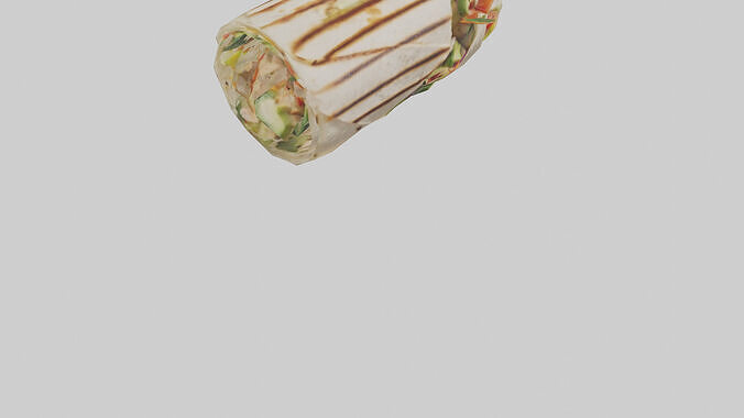 Grilled chicken wrap with veggies model Low-poly 3D model 7