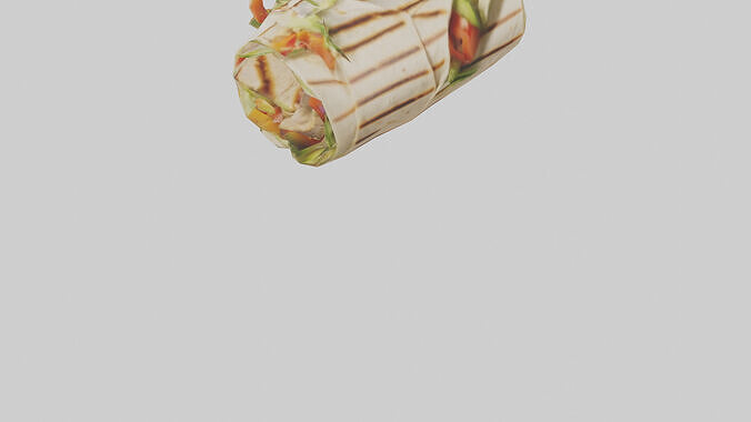 Grilled chicken wrap with veggies model Low-poly 3D model 4
