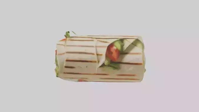 Grilled chicken wrap with veggies model Low-poly 3D model