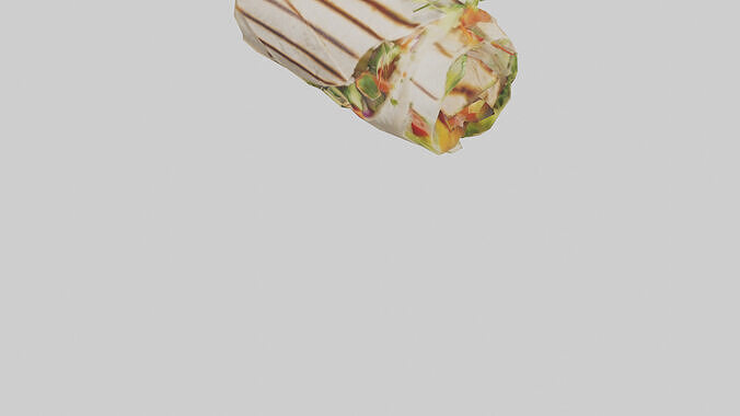 Grilled chicken wrap with veggies model Low-poly 3D model 6