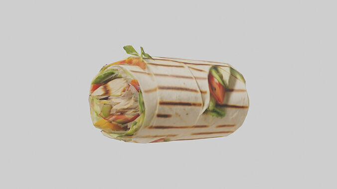 Grilled chicken wrap with veggies model Low-poly 3D model 2