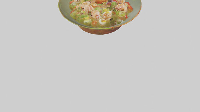 Grilled shrimp salad model Low-poly 3D model 7