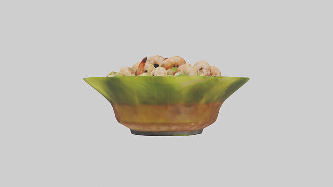Grilled shrimp salad model Low-poly 3D model 3