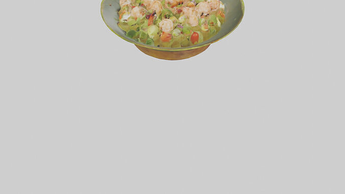 Grilled shrimp salad model Low-poly 3D model 5
