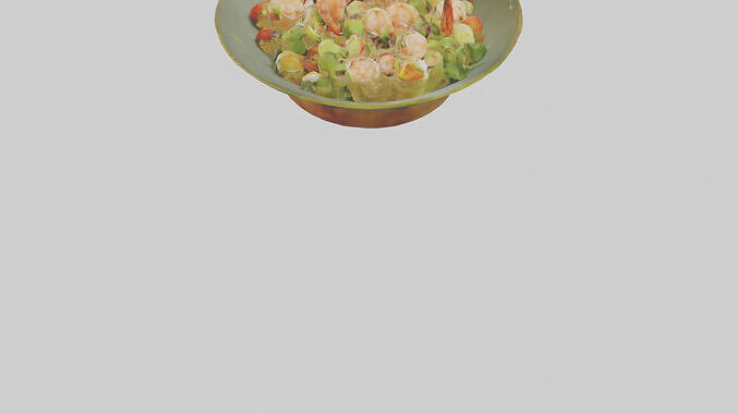Grilled shrimp salad model Low-poly 3D model 4