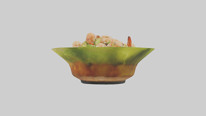 Grilled shrimp salad model Low-poly 3D model 2
