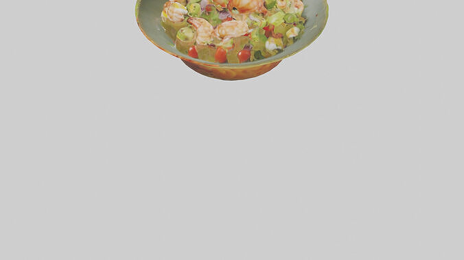 Grilled shrimp salad model Low-poly 3D model 6