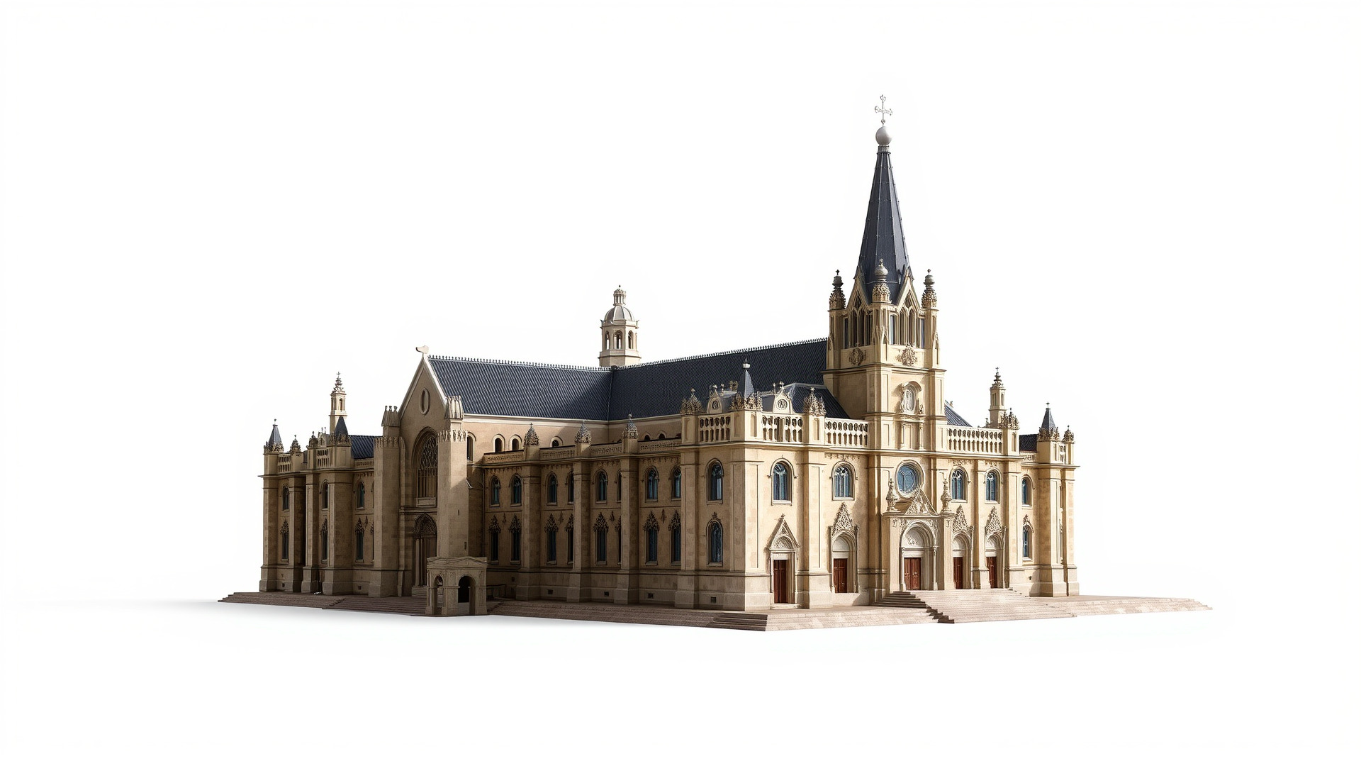 Santiago de Compostela Cathedral Architectural Model Low-poly 3D model_6