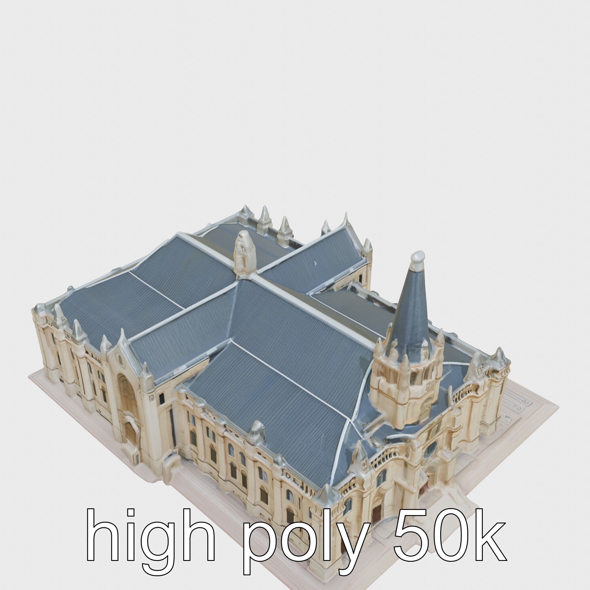 Santiago de Compostela Cathedral Architectural Model Low-poly 3D model_11