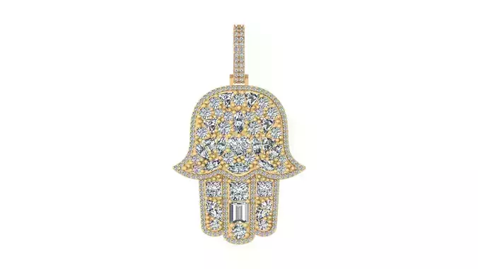 Majestic Iced-Out Hamsa Hand Pendant 