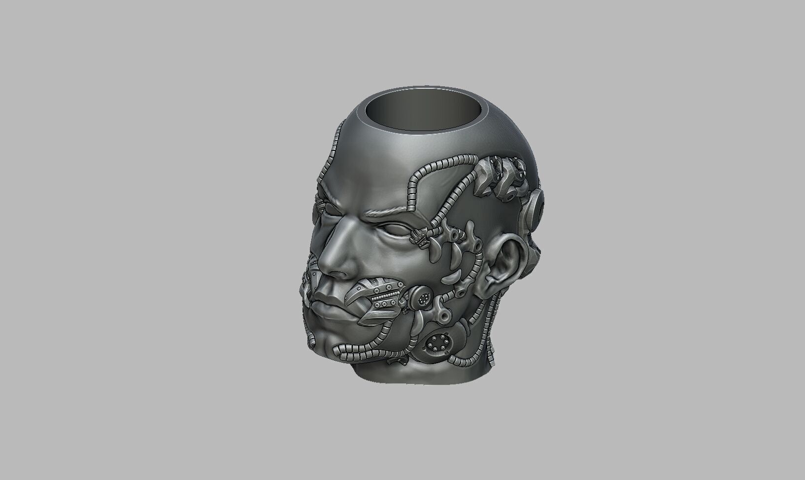 Robot human pen holder Cyborg pen holder 3D print model_8