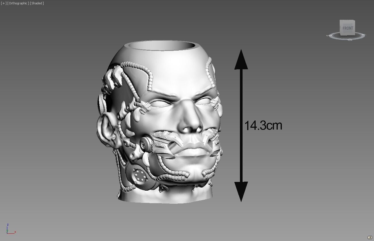 Robot human pen holder Cyborg pen holder 3D print model_3