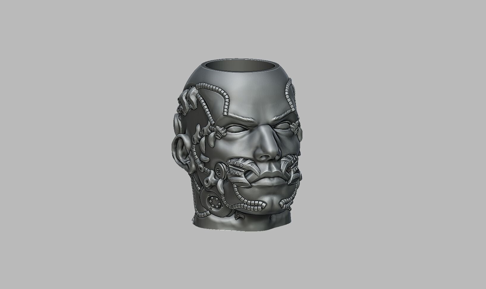 Robot human pen holder Cyborg pen holder 3D print model_4