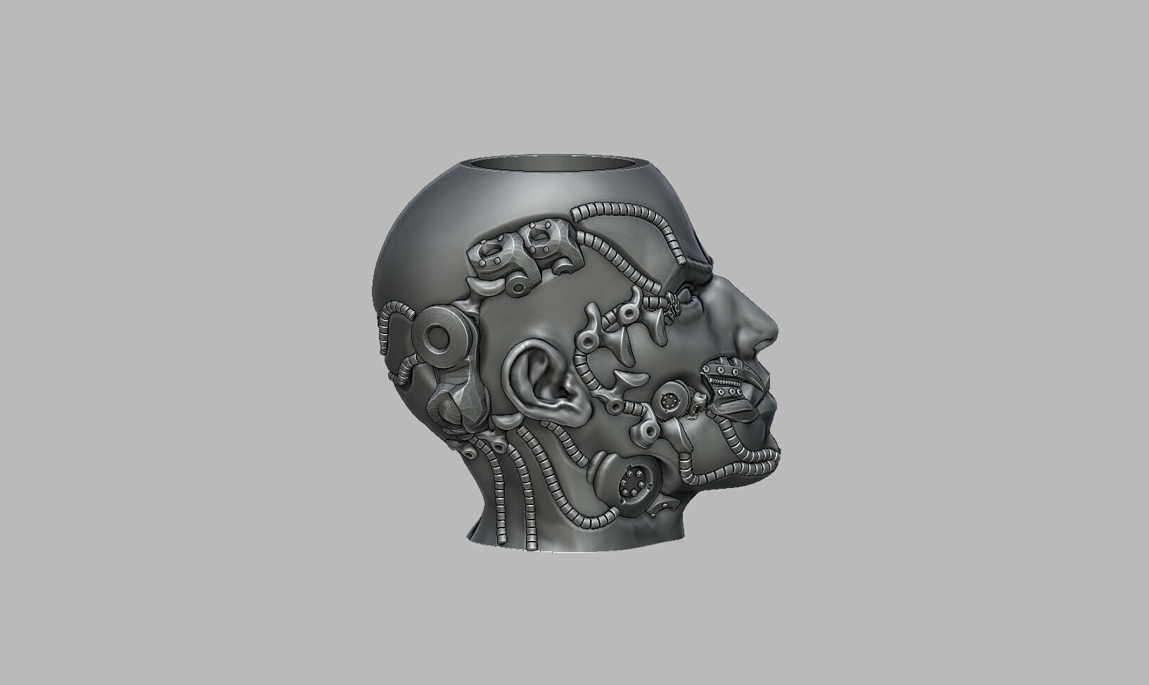 Robot human pen holder Cyborg pen holder 3D print model_6