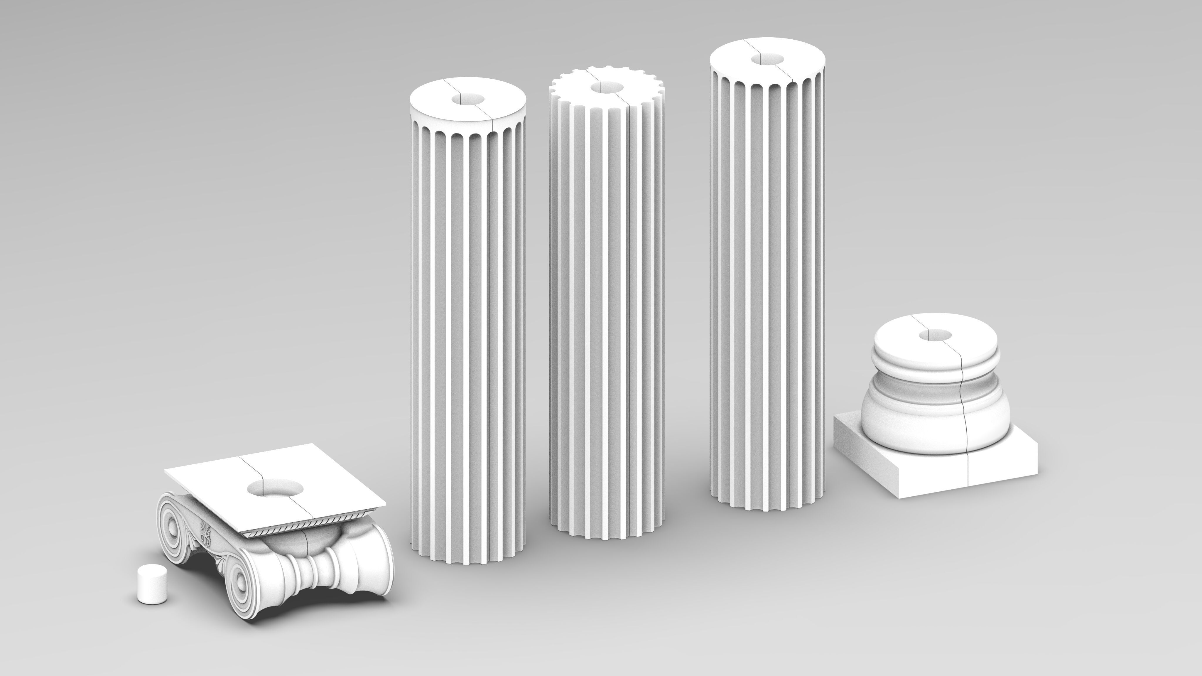 Modular Greek ionic Column for 3d print 3D print model_3