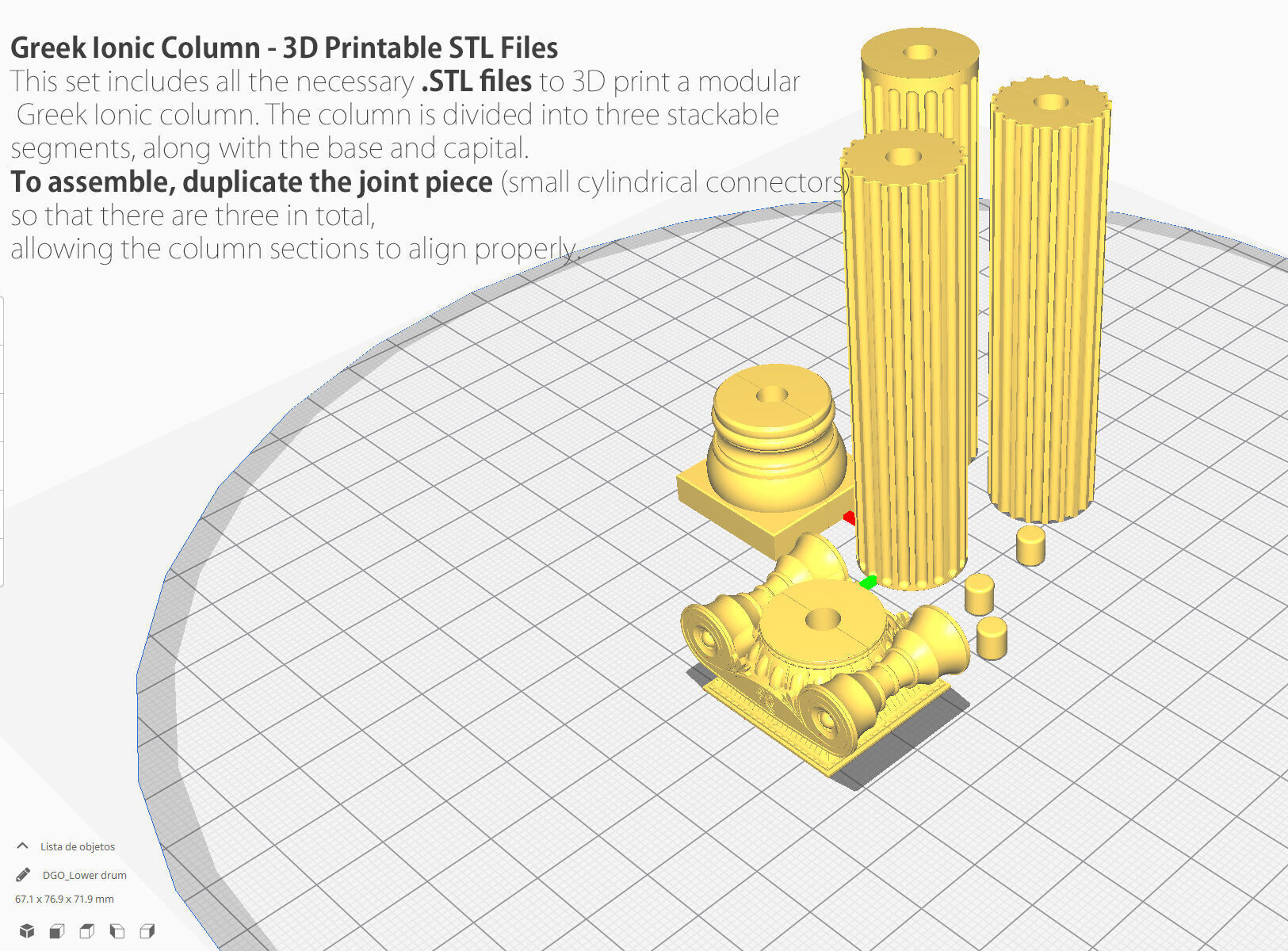 Modular Greek ionic Column for 3d print 3D print model_1