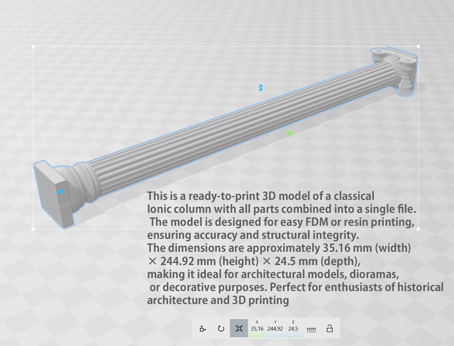 Modular Greek ionic Column for 3d print 3D print model_2