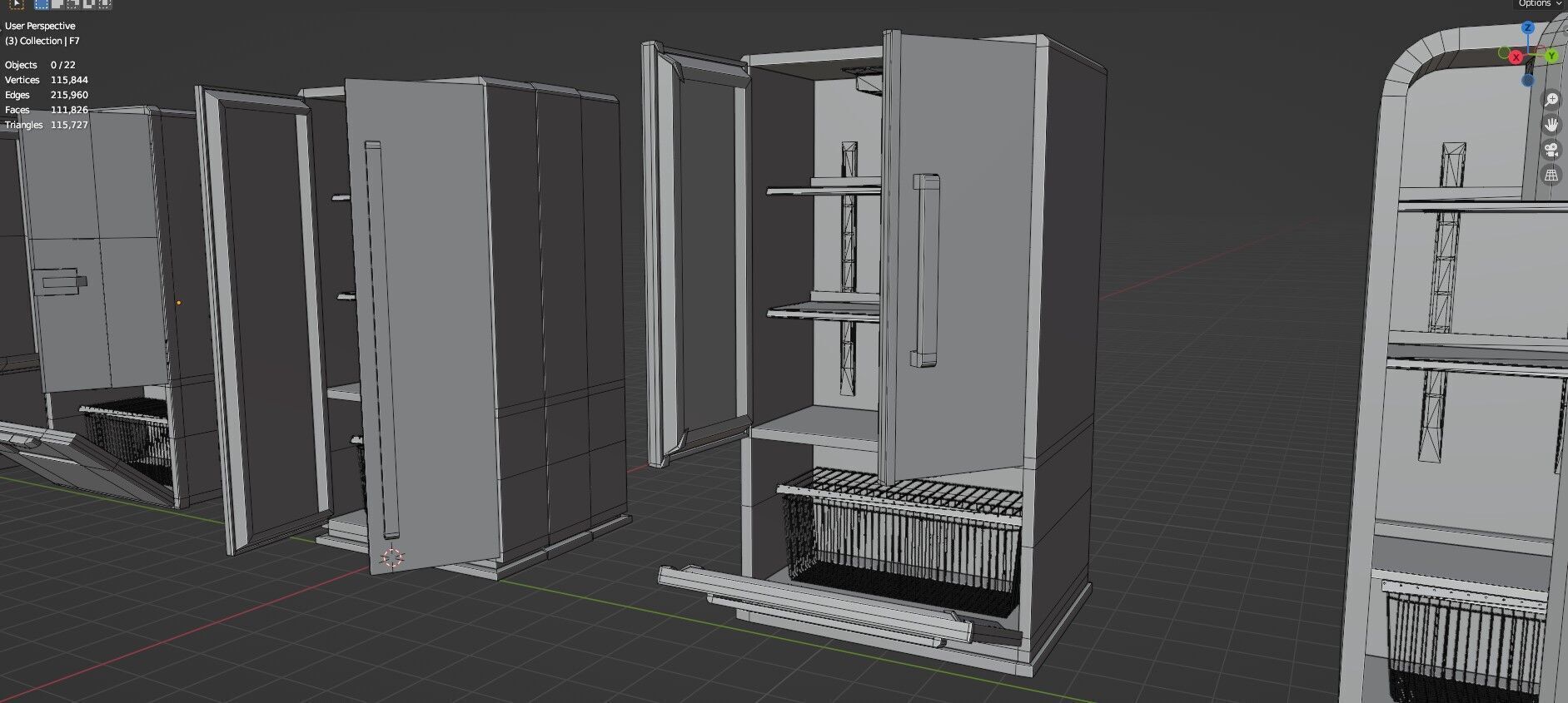 Low Poly Refrigerator Pack Of 15 - Untextured Low-poly 3D model_34