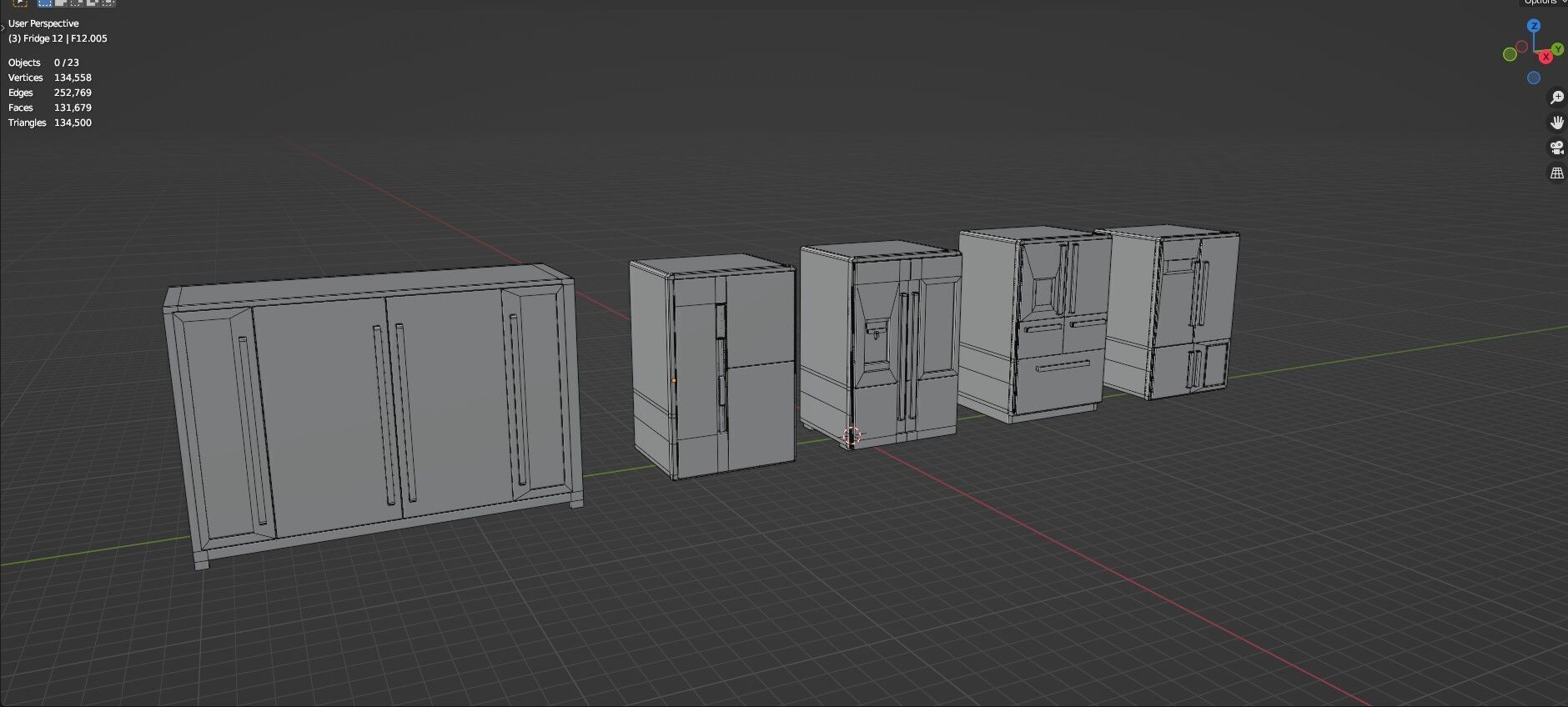 Low Poly Refrigerator Pack Of 15 - Untextured Low-poly 3D model_82