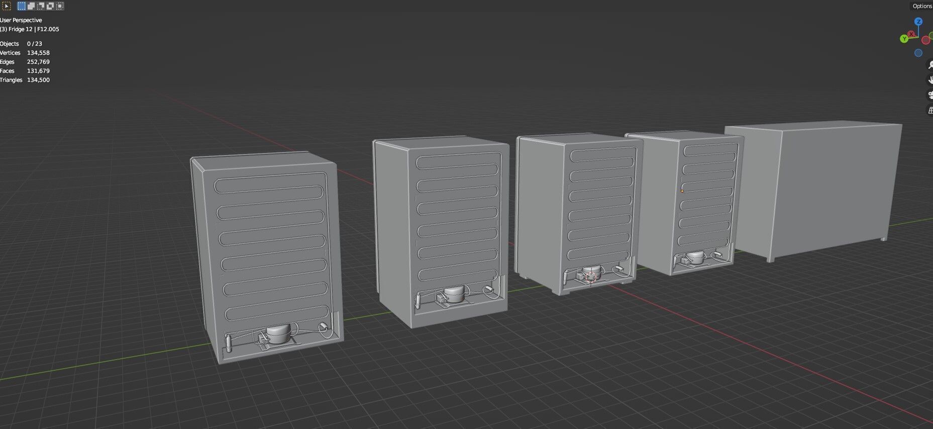 Low Poly Refrigerator Pack Of 15 - Untextured Low-poly 3D model_95