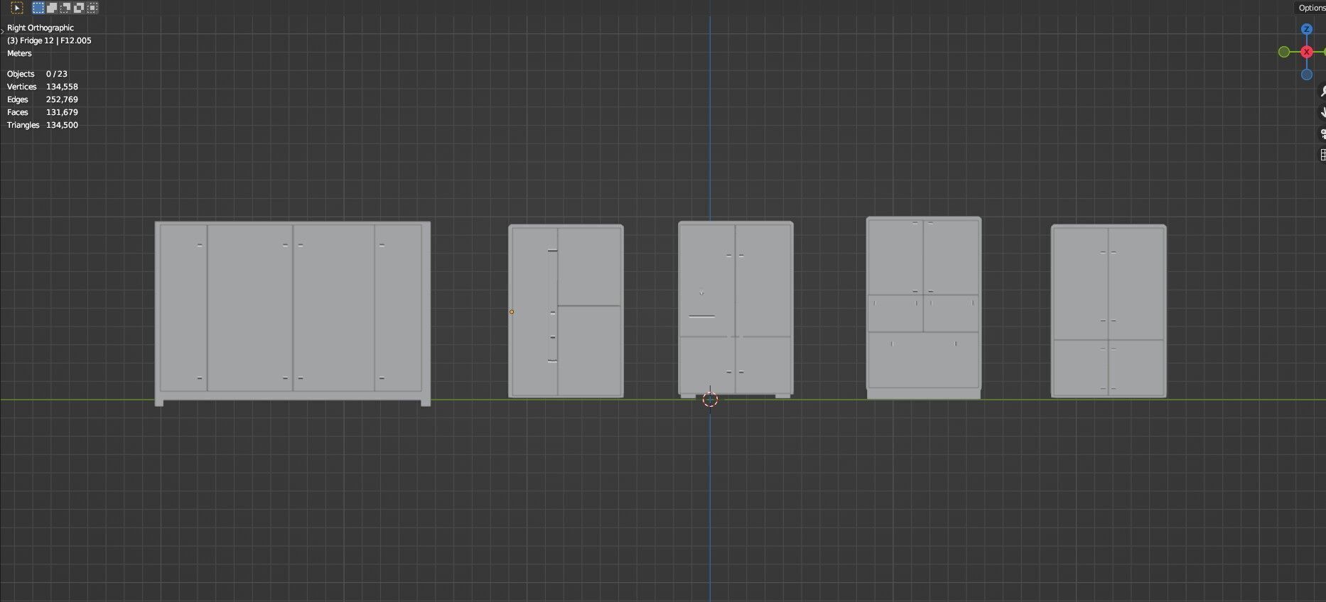 Low Poly Refrigerator Pack Of 15 - Untextured Low-poly 3D model_94