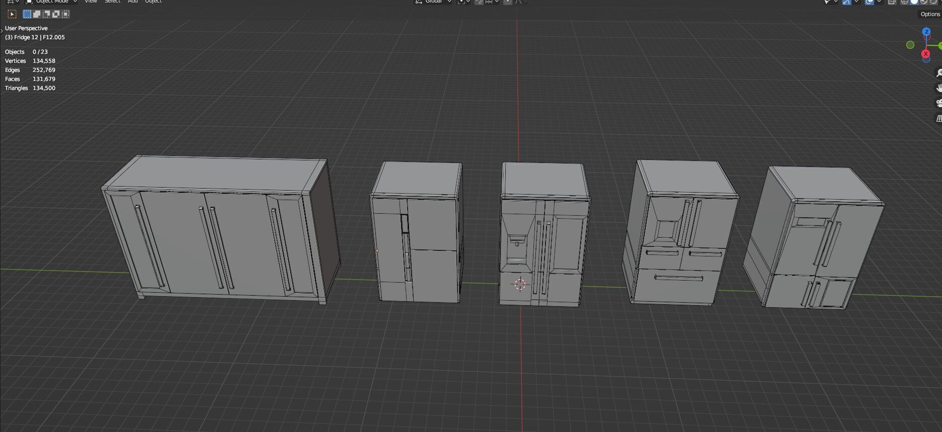 Low Poly Refrigerator Pack Of 15 - Untextured Low-poly 3D model_74