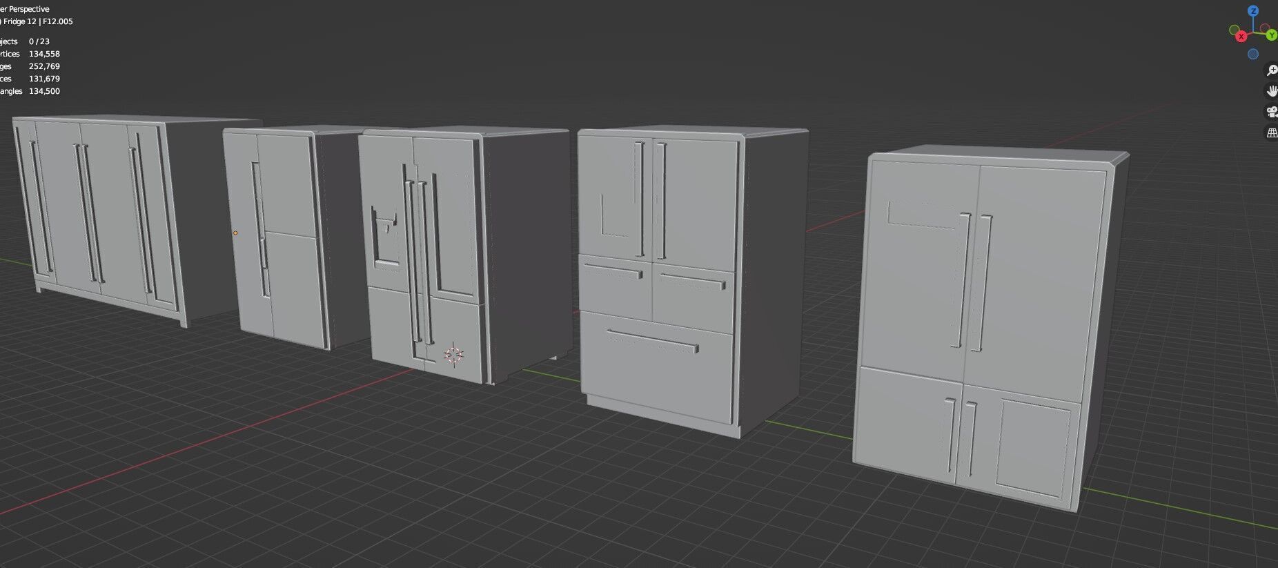 Low Poly Refrigerator Pack Of 15 - Untextured Low-poly 3D model_86