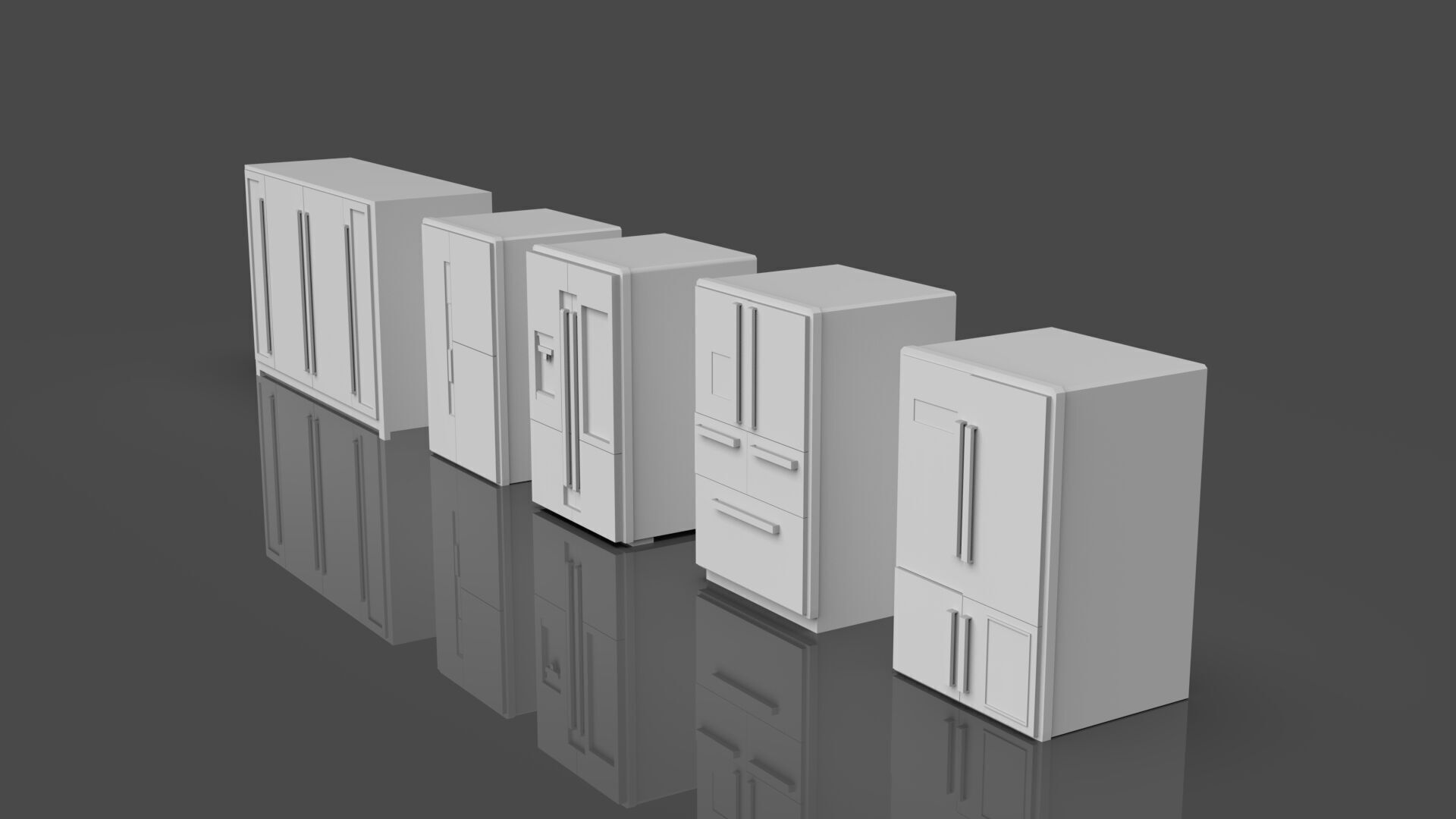 Low Poly Refrigerator Pack Of 15 - Untextured Low-poly 3D model_70