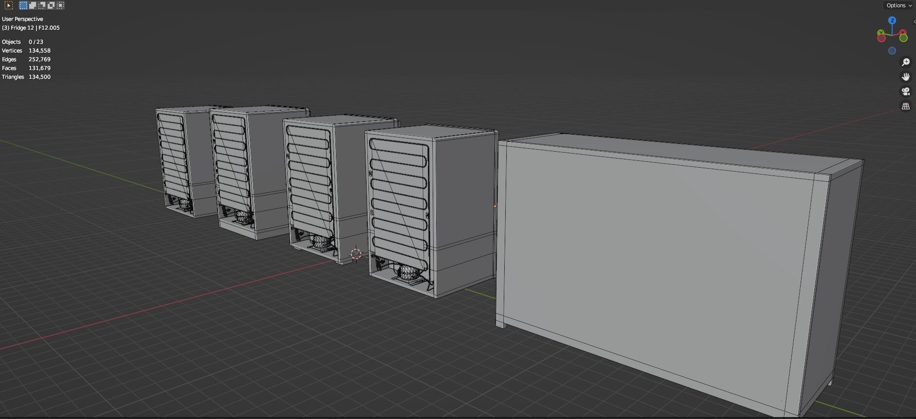 Low Poly Refrigerator Pack Of 15 - Untextured Low-poly 3D model_91