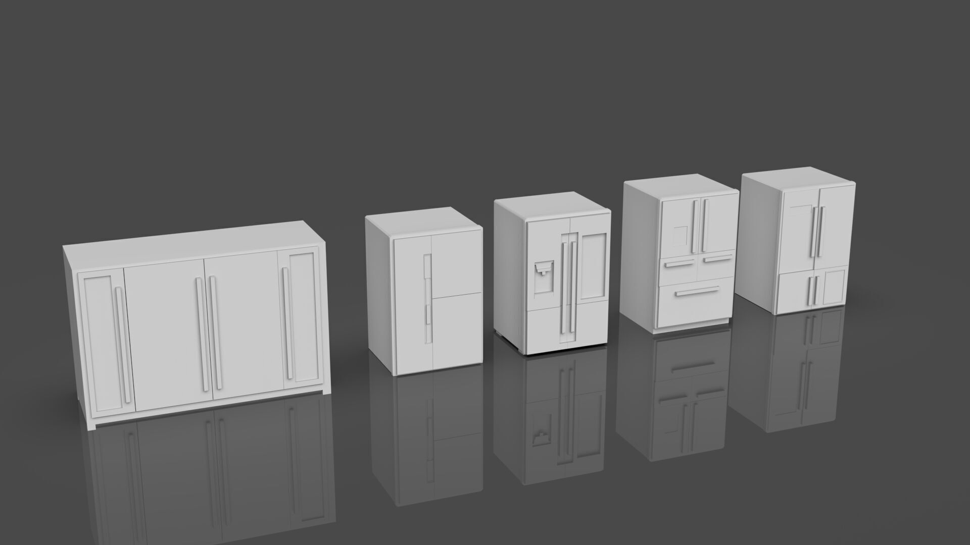 Low Poly Refrigerator Pack Of 15 - Untextured Low-poly 3D model_73