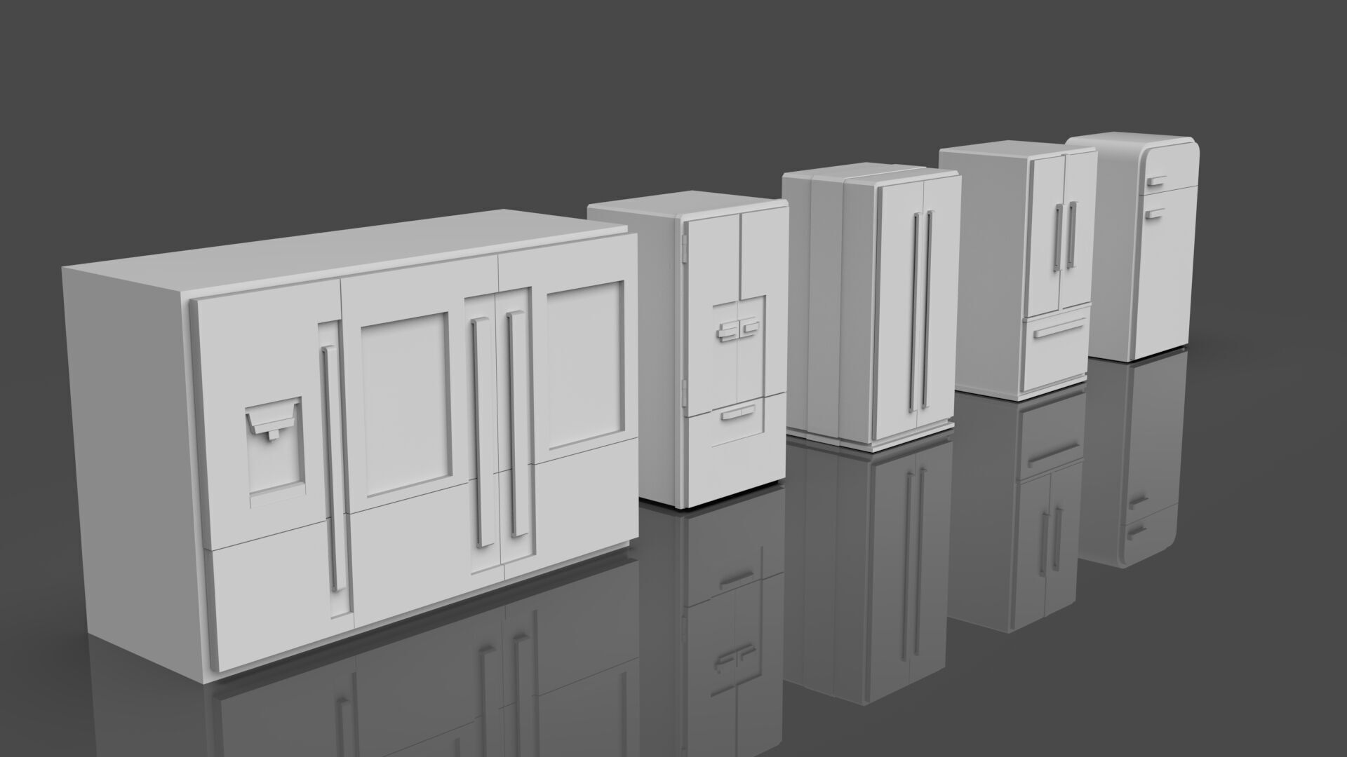 Low Poly Refrigerator Pack Of 15 - Untextured Low-poly 3D model_69