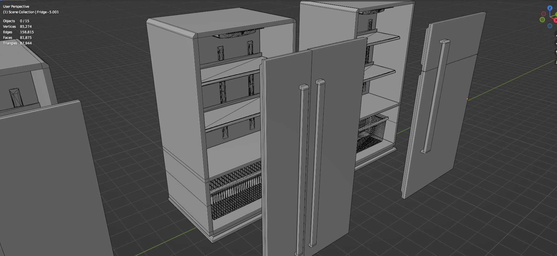 Low Poly Refrigerator Pack Of 15 - Untextured Low-poly 3D model_14