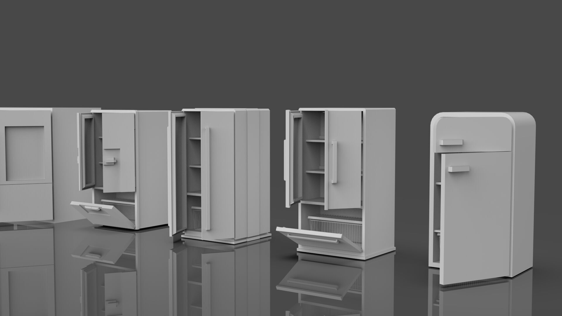 Low Poly Refrigerator Pack Of 15 - Untextured Low-poly 3D model_67
