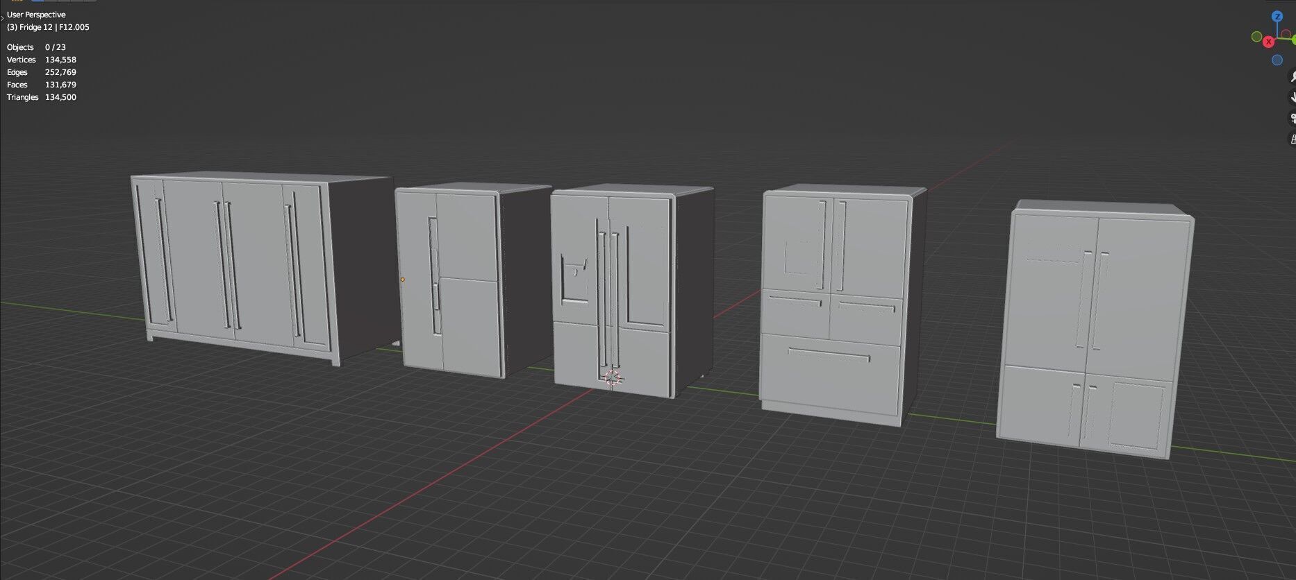 Low Poly Refrigerator Pack Of 15 - Untextured Low-poly 3D model_100