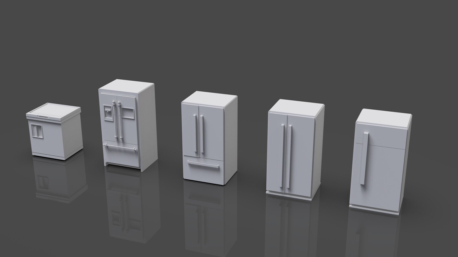 Low Poly Refrigerator Pack Of 15 - Untextured Low-poly 3D model_11