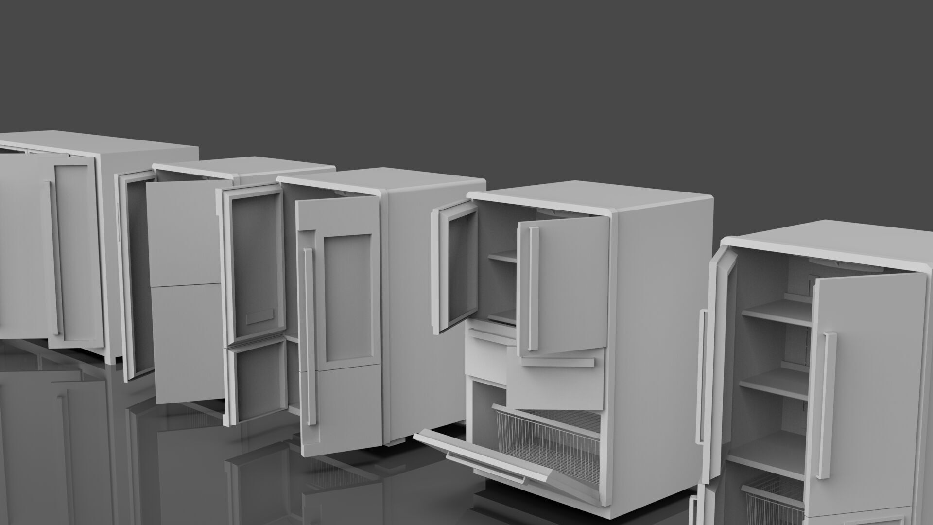 Low Poly Refrigerator Pack Of 15 - Untextured Low-poly 3D model_76