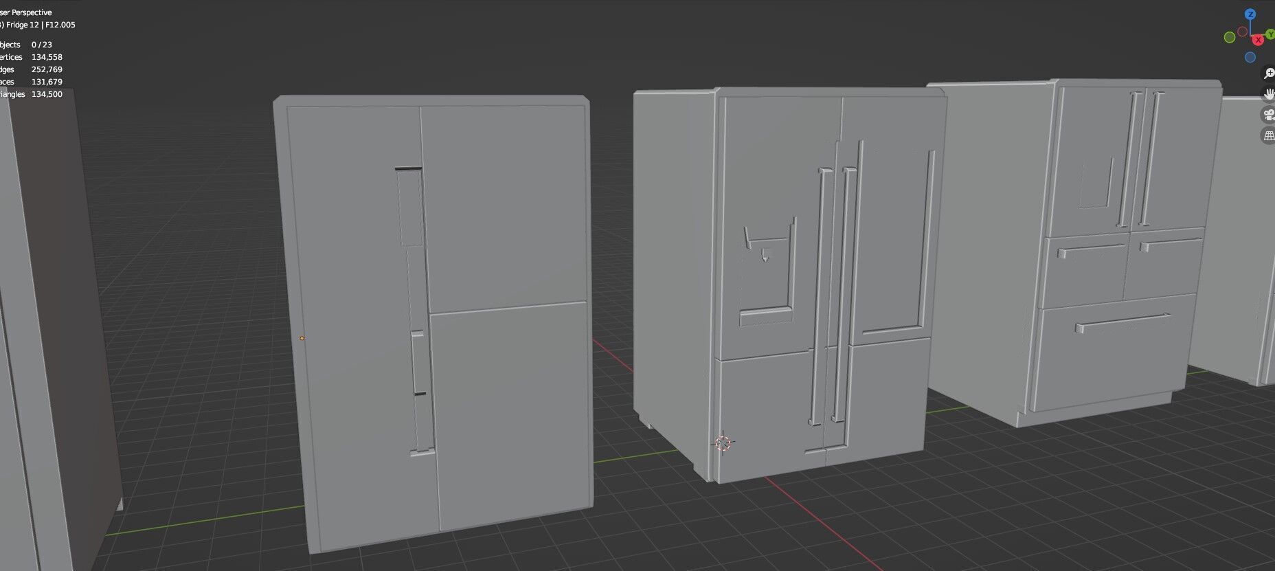 Low Poly Refrigerator Pack Of 15 - Untextured Low-poly 3D model_84