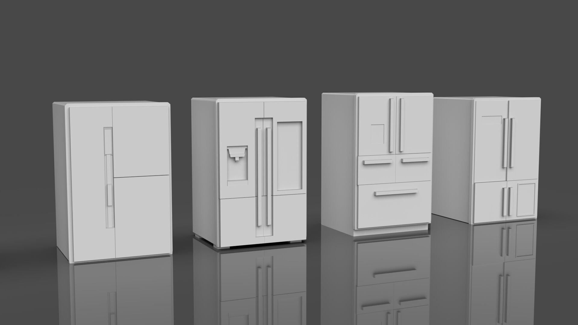 Low Poly Refrigerator Pack Of 15 - Untextured Low-poly 3D model_75