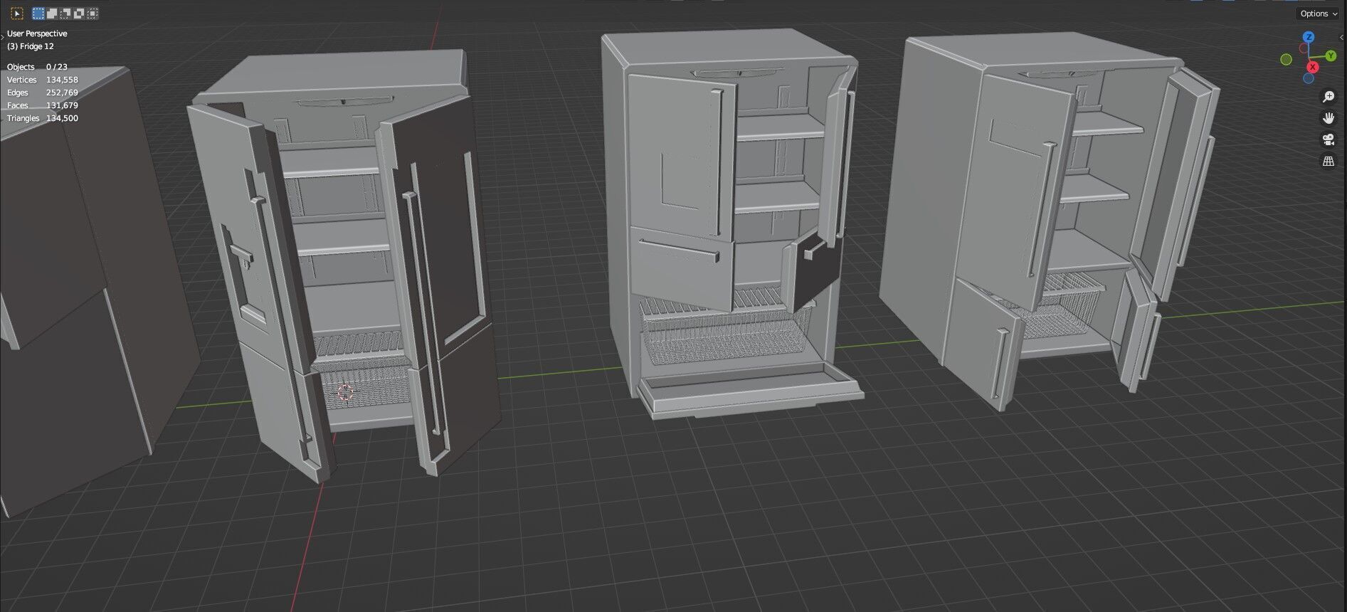 Low Poly Refrigerator Pack Of 15 - Untextured Low-poly 3D model_79